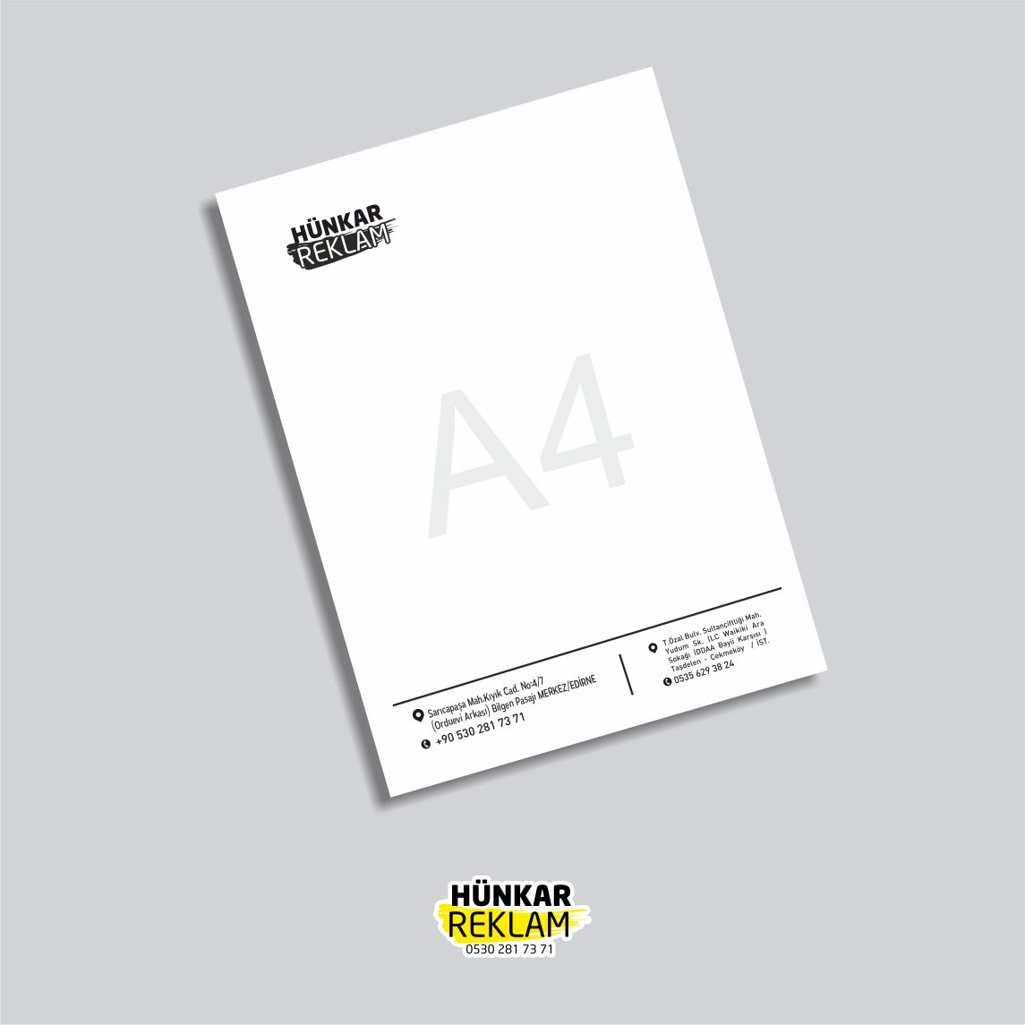 a4 tek renk antetli