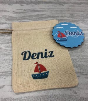 Дървен Магнит и Платнена Торбичка