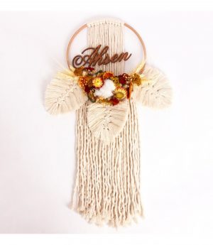 Makrome - Ahşap Kız Bebek Kapı Süsü