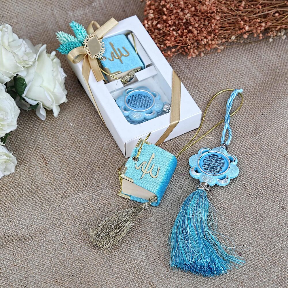 Araç Süsü Ayetel Kürsi Yazılı, Mini Kur’an Seti-Mavi 1