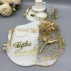 Epoksi Yüzük ve Damat Kahvesi Tepsi Seti – Gold110