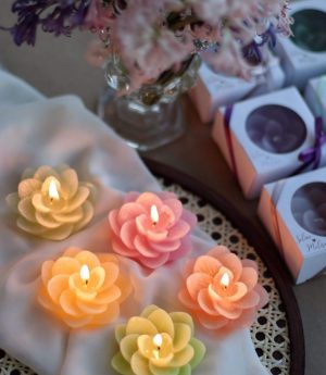 Индийски Лотос Свещ в Кутия с Панделка