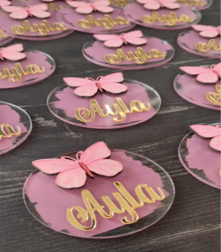 PLEKSİ PEMBE KELEBEK MAGNET n2