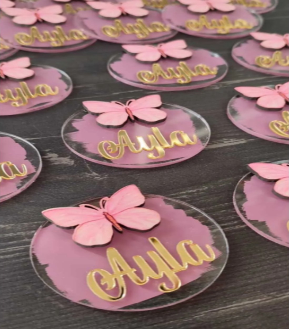 PLEKSİ PEMBE KELEBEK MAGNET n2