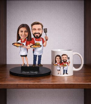 Карикатурна Фигурка и Кафе Чаша