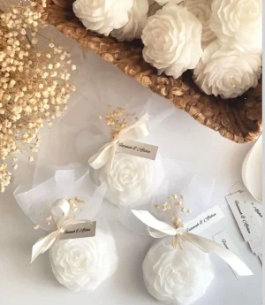 Божурна Свещ в Бяла Тюлена Торбичка