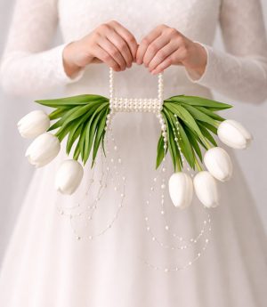 Булчински Букет с Лалета с Дизайнерски Перли