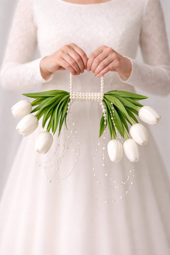 Dizi incili Islak Lale Gelin BuketiA