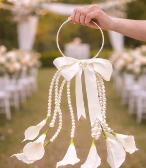 Изкуствен Булчински Букет за Китката с Перли