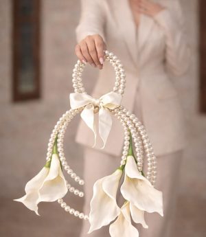 Изкуствен Булчински Букет с Перли