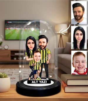 Персонализиран Светещ Карикатурен Фанус Библо с Жълто-Тъмносин Семеен Дизайн