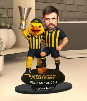 Персонализирано Карикатурно Библо С Жълто-Тъмносин Шампионски Фенски Дизайн