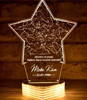 Звездна Карта, Персонализирана 3D LED Лампа