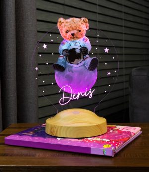 Подарък Добре Дошло Бебе Мече Нощна Лампа, Именен Teddy Bear Подарък За Рожден Ден