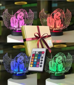 Персонализирана 3D Нощна Лампа С Модел Ангел (Смесени Цветове)