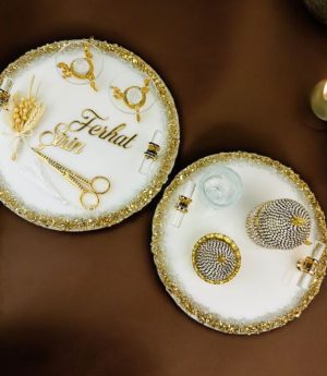 Златни Епоксидни Комплекти Подноси За Сгодяване И Годеж