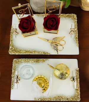 Златни Епоксидни Комплекти Подноси За Сгодяване И Годеж