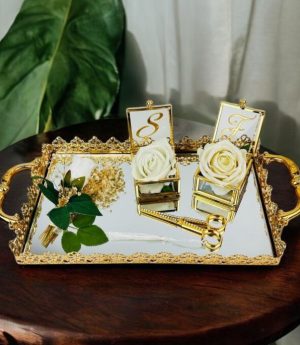 Комплекти Огледални Златни Подноси За Годеж