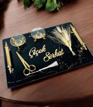 Комплекти Черни Стъклени Подноси За Годеж