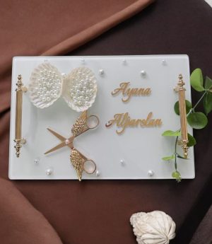 Комплекти Златно-Бели Подноси За Годеж