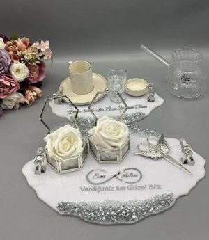 Комплекти Овални Посребрени Подноси За Годеж И Кафе На Младоженеца