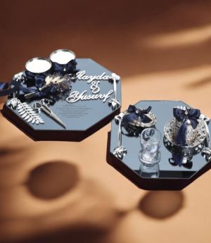 Осмоъгълен Сребърен Поднос За Годеж И Комплект Поднос За Кафе На Младоженеца