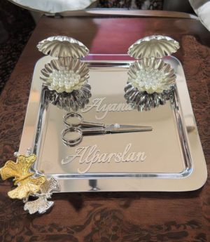 Сребърен комплект табла за годежни пръстени