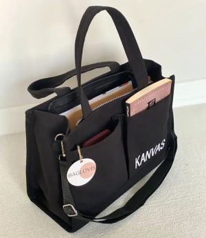 Голяма Дамска Чанта За Рамо От Канвас С Бродирани Детайли