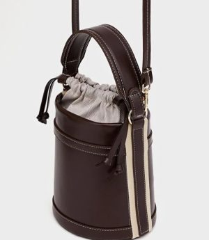 Дамска Кофа Чанта С Контрастни Шевове За Ръка И Рамо