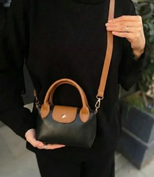 Дамска Двуцветна Минималистична Мини Чанта За Ръка И Рамо