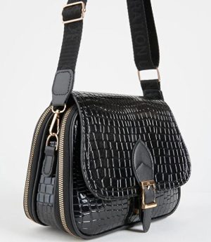 Дамска Чанта С Капак И 4 Джоба С Текстилна Презрамка За Ръка, Коляно И Рамо