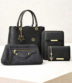 Дамска Чанта За Рамо 4 В 1 С Малка Чанта С Каишка За Китка, Портфейл За Карти И Калъф За Телефон